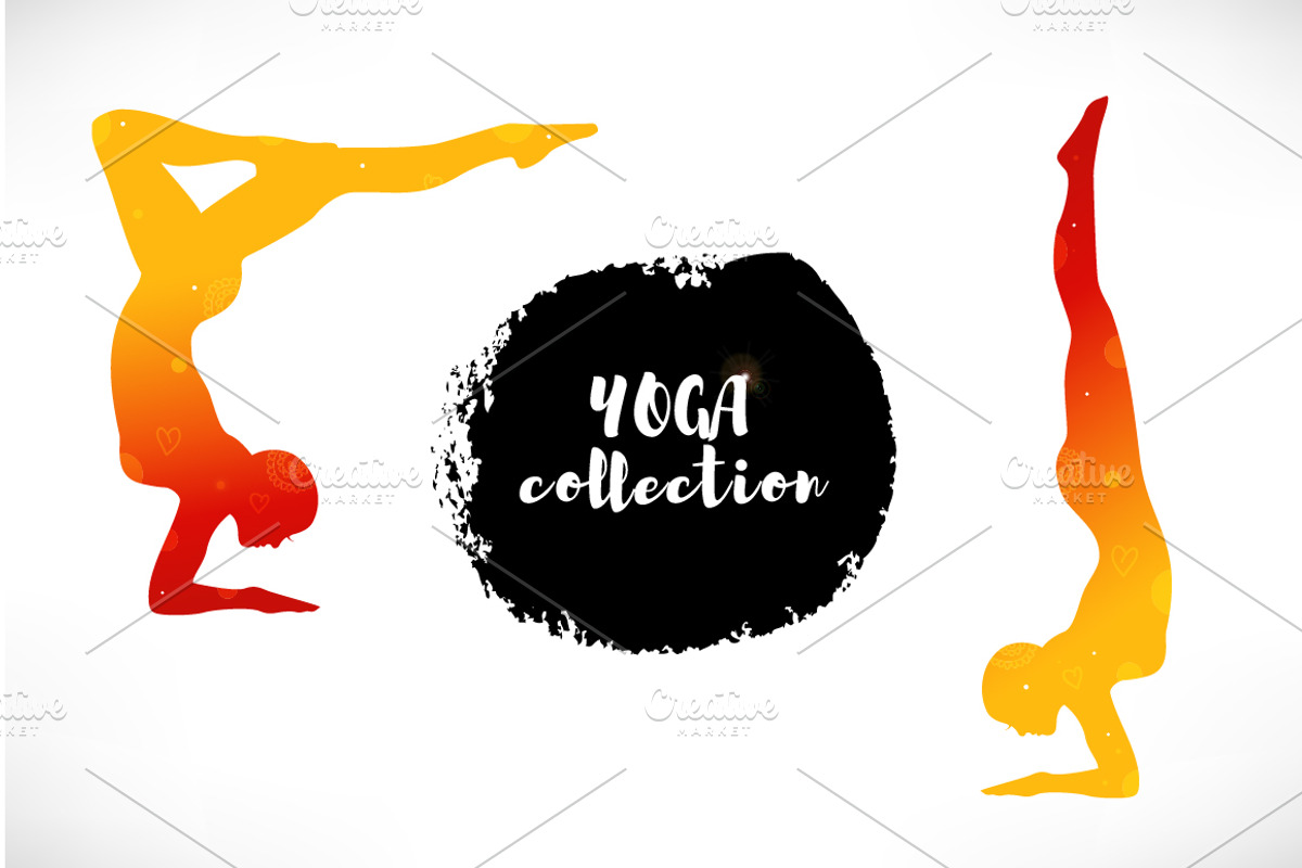 Vector set with girls in yoga poses, a Decorative Illustration by Silmen (Photo 1 of 4)