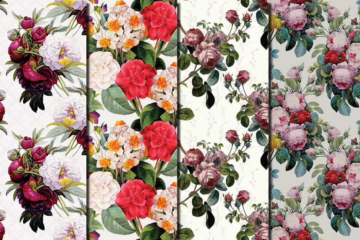 Vintage Flowers Redoute pattern, a Pattern Graphic by DollyPotterson