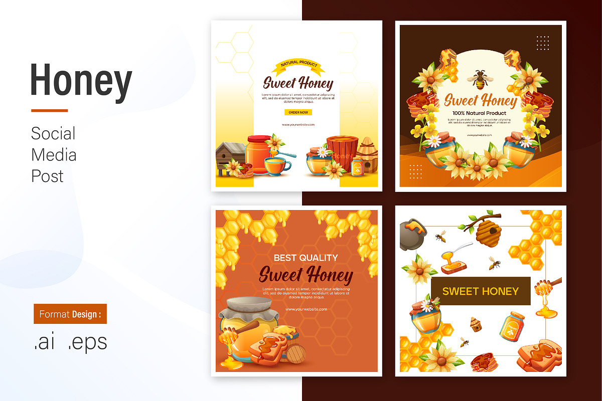 Honey Social Media Post Design, a Social Media Template by shin_std