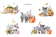 Magic Cat: Halloween PNG Clipart, an Object Graphic by Pattern + watercolor (Thumbnail 4 of 13)