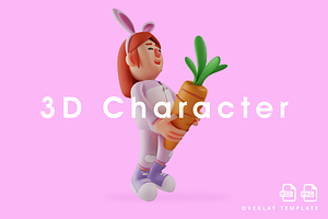 Smiley 3D Bunny Girl With A Carrot