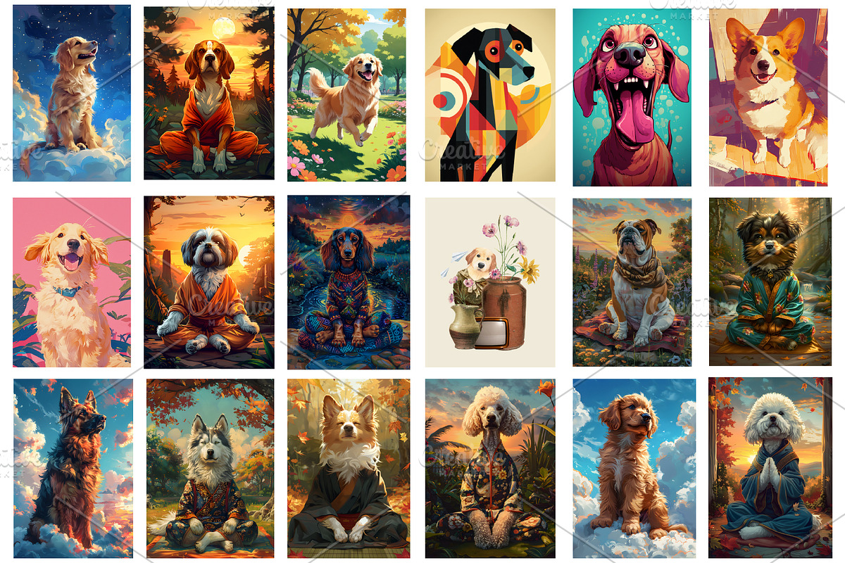 Dog wall art Collection JPG, Dogs, an Animal Photo by Chipshpow Graphics (Photo 4 of 8)