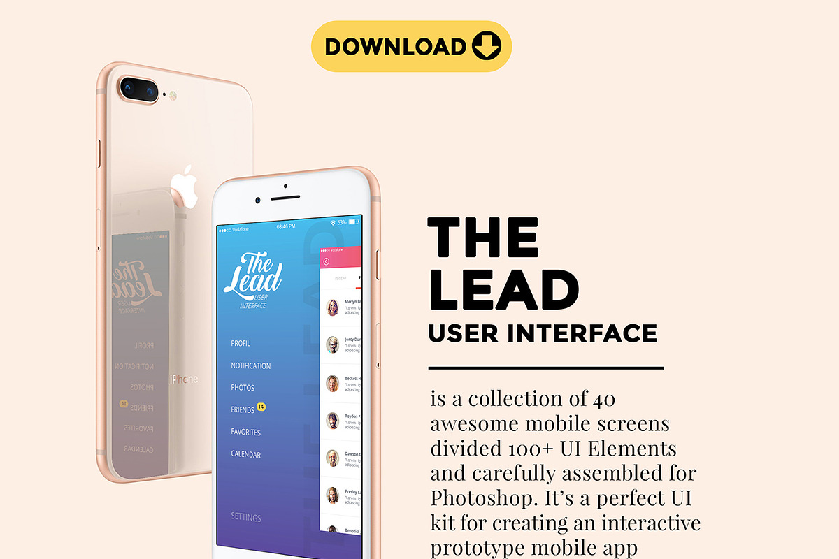 THE LEAD User Interface, an iPhone Mockup by Sladedesign (Photo 3 of 8)