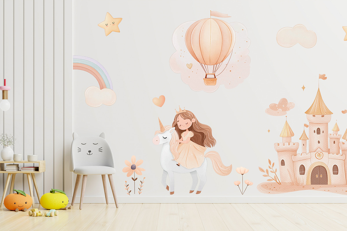Cute Unicorn and Princess Clipart, a Person Illustration by ekossa_art (Photo 6 of 8)