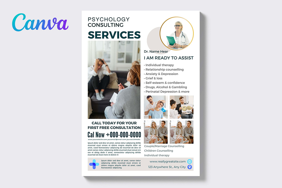Psychology Flyer Canva Template, a Templates & Theme by iloveTemplate