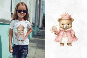 Pink Little Bear Watercolor Set