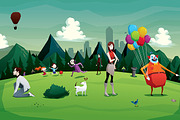 Cartoon park city illustration, an Illustration by Andres Moncayo (Thumbnail 1 of 3)