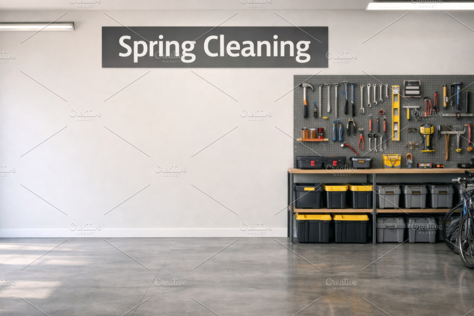 Spring cleaning garage with organize, a Photo by Dvoevnore photos