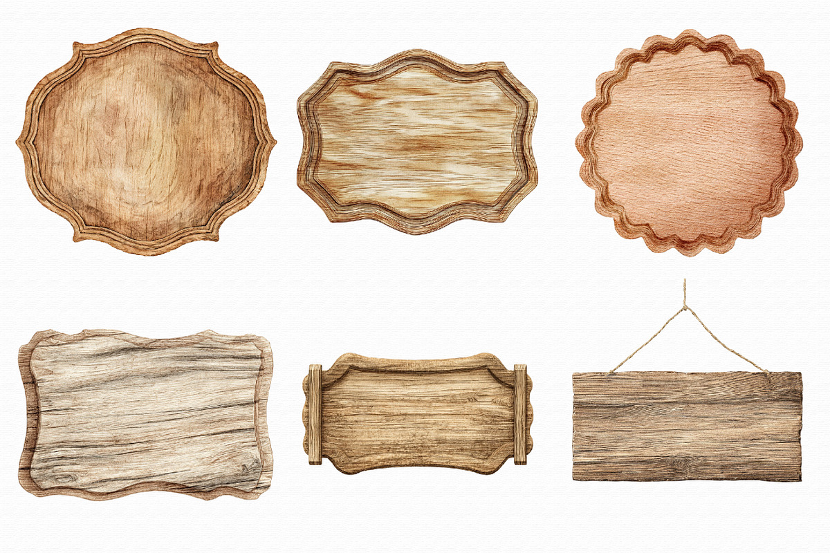 Watercolor Wood Boards Clipart, an Illustration by Libby Wishes (Photo 5 of 7)