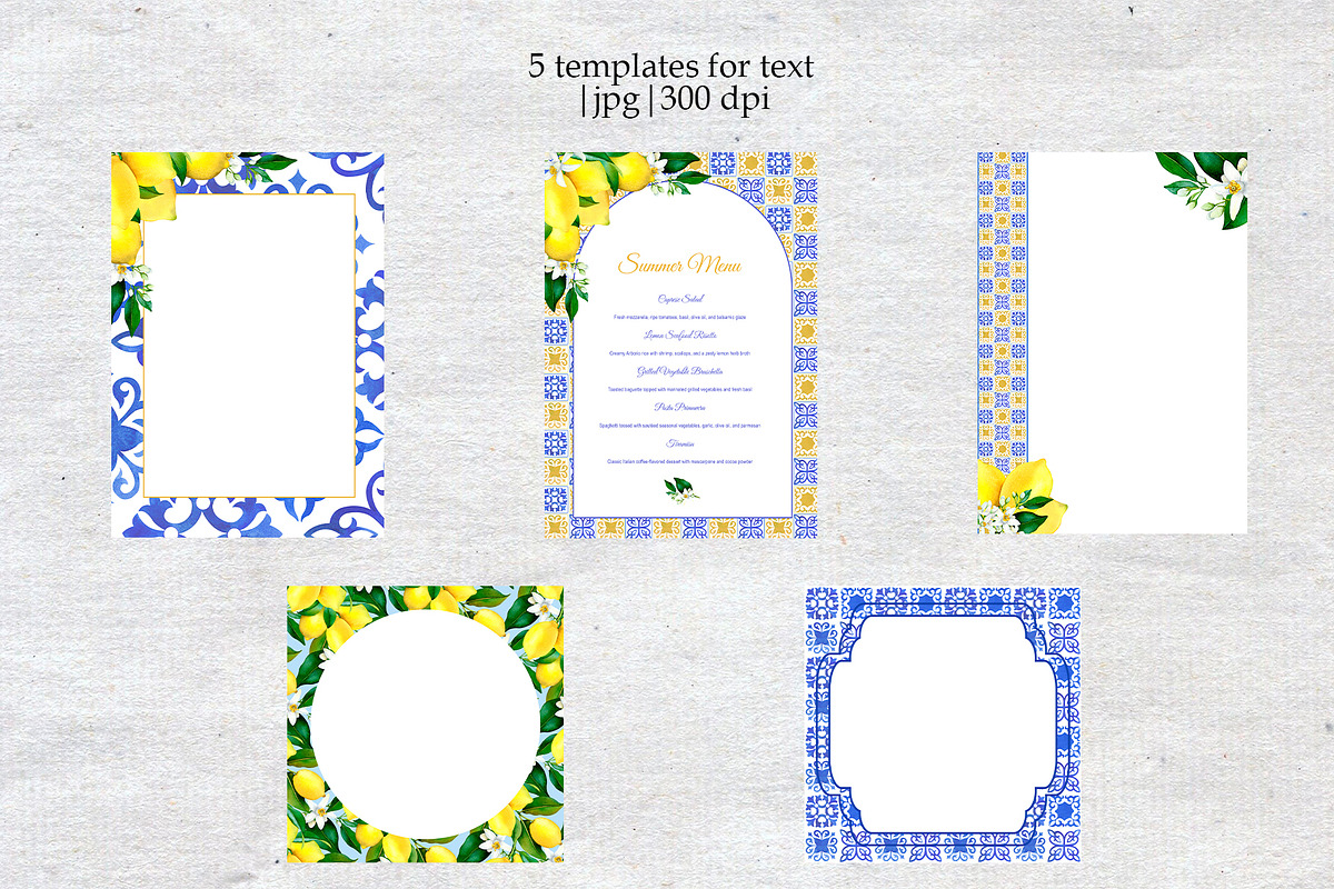 Watercolor Lemon Tiles 69 Assets, a Decorative Illustration by SunnJaneArt (Photo 11 of 14)