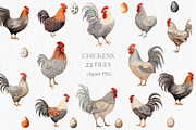 Watercolor chicken clipart, an Object Graphic by MyLittleMeow (Thumbnail 1 of 18)