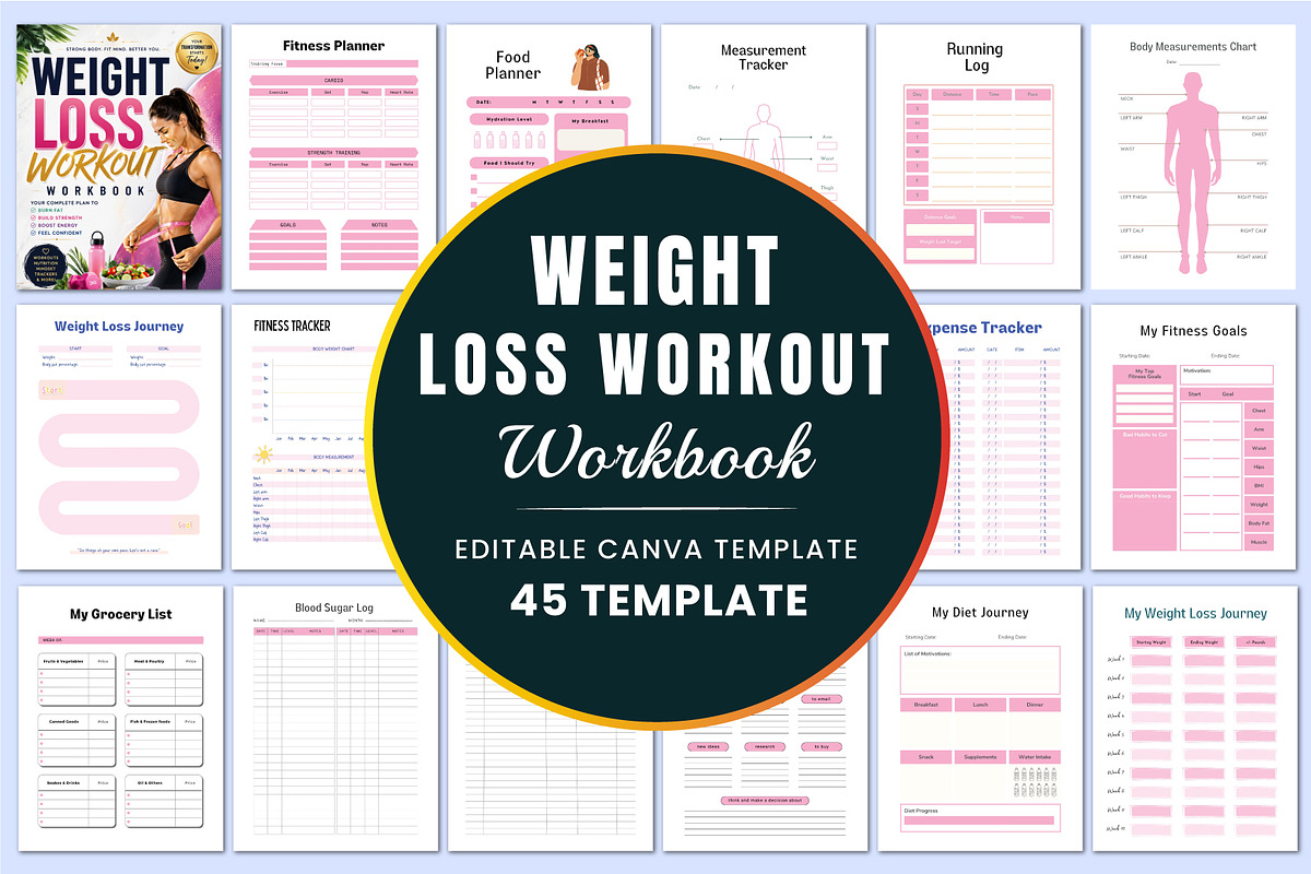 Weight Loss Workout Workbook., a Stationery Template by Shumaya (Photo 1 of 5)