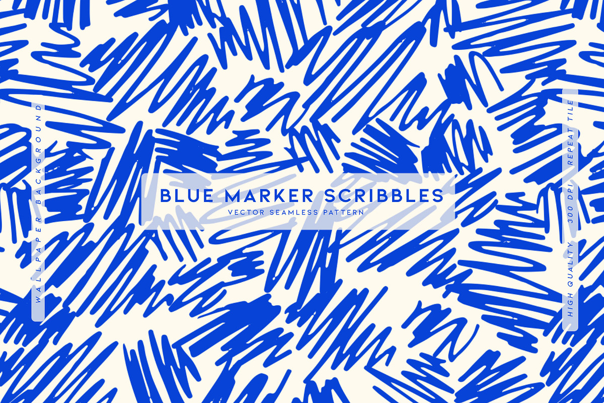 Blue Marker Scribbles, a Pattern Graphic by MalyskaStudio (Photo 1 of 5)