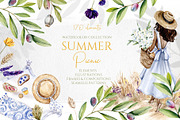 Watercolor Summer Picnic Collection, a Food Illustration by S_ARTLOVE (Thumbnail 1 of 11)