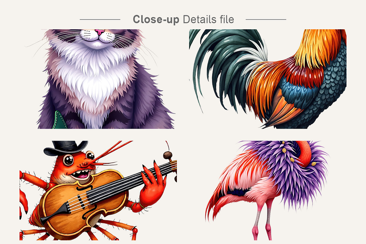 Watercolor Mardi Gras Animal Clipart, an Animal Illustration by Artnoy (Photo 4 of 8)