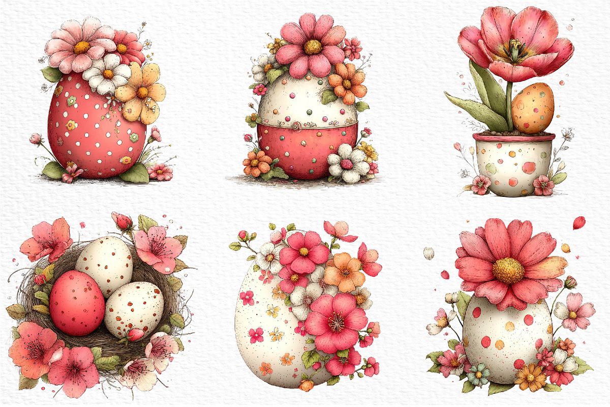 Whimsical Easter Eggs & Flower Png, an Illustration by Craft Nest (Photo 4 of 11)