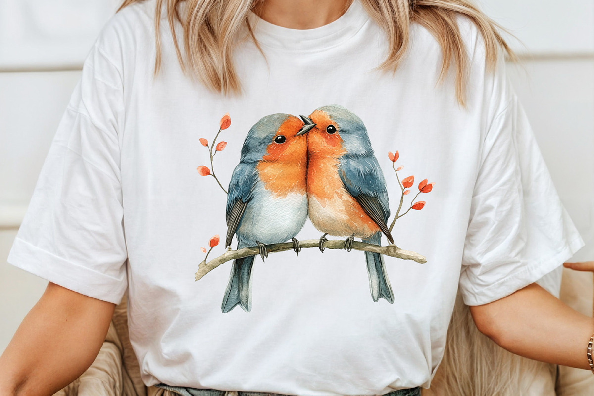 Watercolor Robin Birds Clipart, Fall, an Illustration by Pixels.Craft (Photo 5 of 7)
