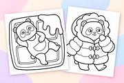 Cute Panda Coloring Pages for Kids, an Animal Illustration by Inkivelle Studio (Thumbnail 2 of 3)