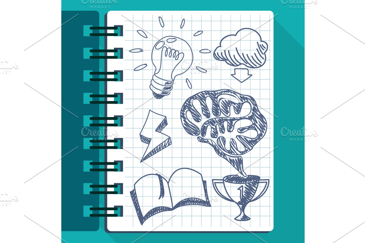 Sheet of paper with lightbulb brain