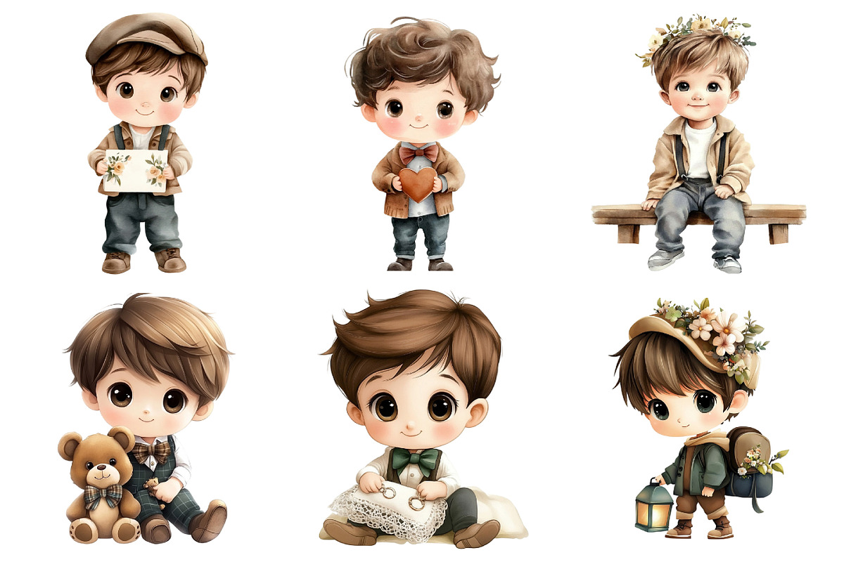 Watercolor Page Boy Clipart, an Illustration by Daily.Designs (Photo 3 of 4)