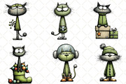 Quirky Christmas Cat Clipart, an Illustration by Black Bird Studio (Thumbnail 2 of 6)