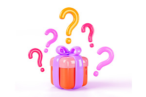 Mystery Gift Box With Question Marks