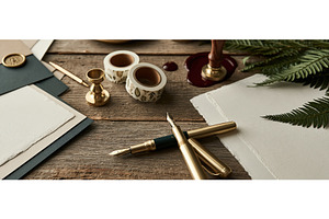 Luxury Stationery Flat Lay With Gold, an Arts & Entertainment Photo by piter.goskov