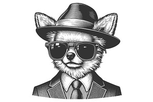 Chihuahua businessman Sunglasses, an Animal Illustration by AlexArt