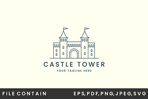 castle tower line art logo vector, a Branding & Logo Template by SD 22