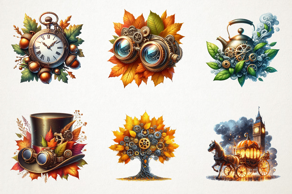 Steampunk Autumn Clipart, an Illustration by RobertsArt (Photo 5 of 7)