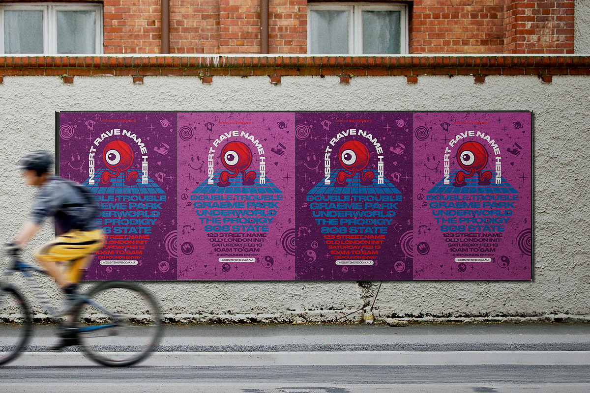 Old School Rave Flyer Template, a Flyer Template by SamCarter (Photo 4 of 6)