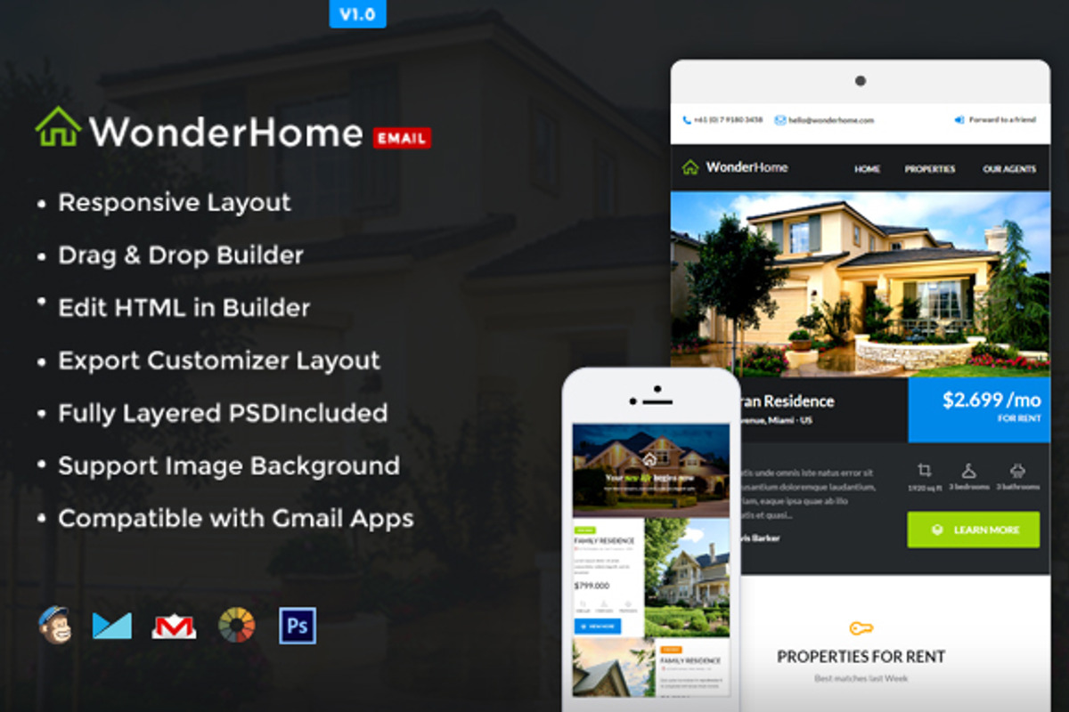 Real Estate E-Newsletter + Builder, an Email Template by NancyS
