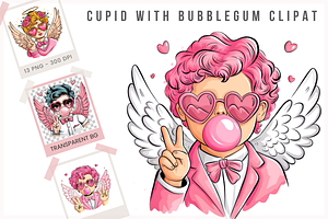 Cupid with Bubblegum PNG Clipart, an Illustration by Clipart Bloom