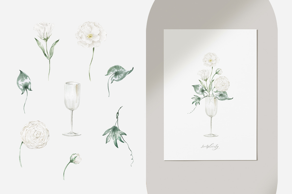White flowers and tropical leaves, an Illustration by astelenadesign (Photo 4 of 14)