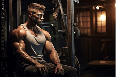 Persevering Man muscle gym. Generate, a Sports & Recreation Photo by Ylivdesign