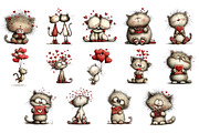 Whimsical Cats Valentine's Day PNG, an Illustration by Craft Nest (Thumbnail 5 of 5)
