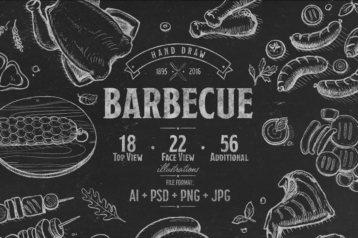 Barbecue hand drawn illustration set, a Food Illustration by Alfazet Chronicles (Photo 1 of 8)