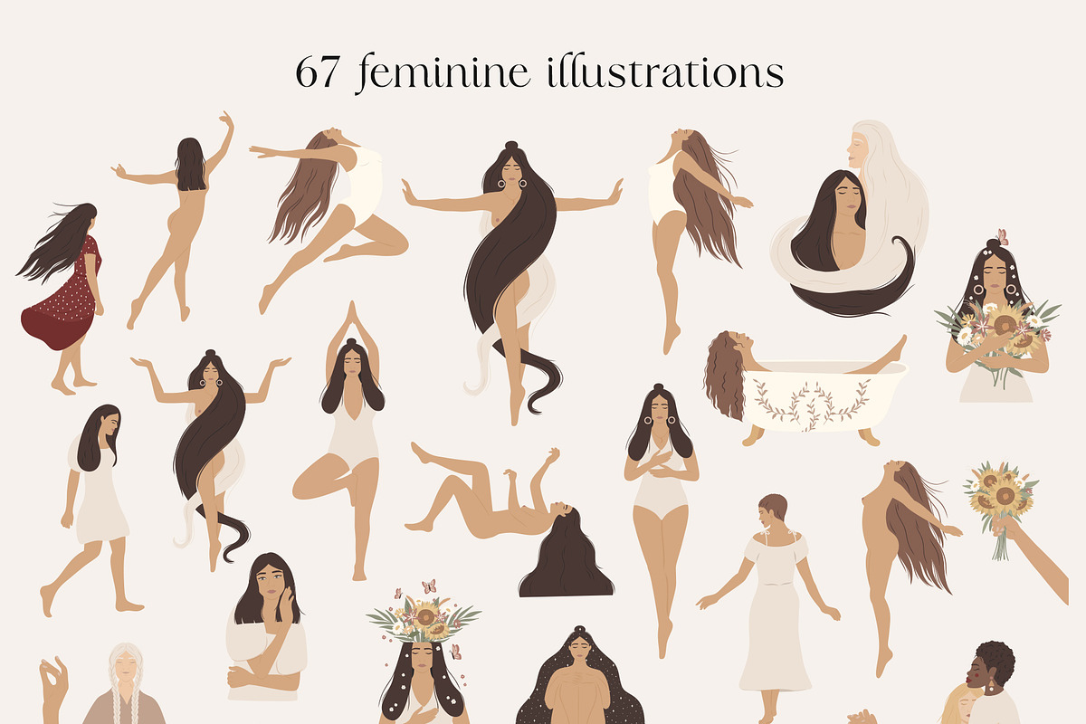 Woman Self-care collection, a Healthcare Illustration by Alisovna (Photo 3 of 14)