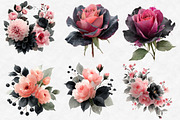 Black Pink and Silver Floral Clipart, an Illustration by Designworld (Thumbnail 4 of 6)
