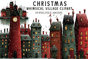 Whimsical Christmas Village Clipart, an Illustration by Libby Wishes (Thumbnail 1 of 7)