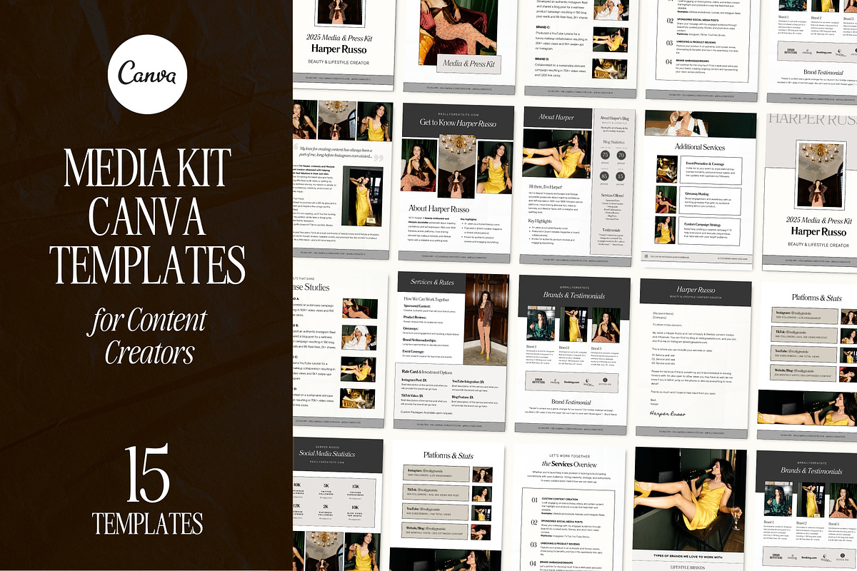 Influencer Media Kit Canva Templates, a Presentation Template by Fallon Gerst (Photo 1 of 12)