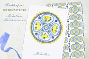 Blue Mediterranean Lemons Medallion, a Decorative Illustration by LABFcreations (Thumbnail 3 of 4)