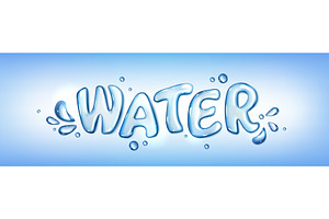 Realistic Water Text With Splash. 3d