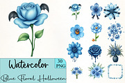 Blue Floral Halloween PNG, an Illustration by CrexoraLab (Thumbnail 5 of 5)