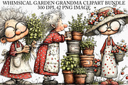 Whimsical Garden Grandma Clipart PNG, an Illustration by Canvas Craft (Thumbnail 1 of 7)