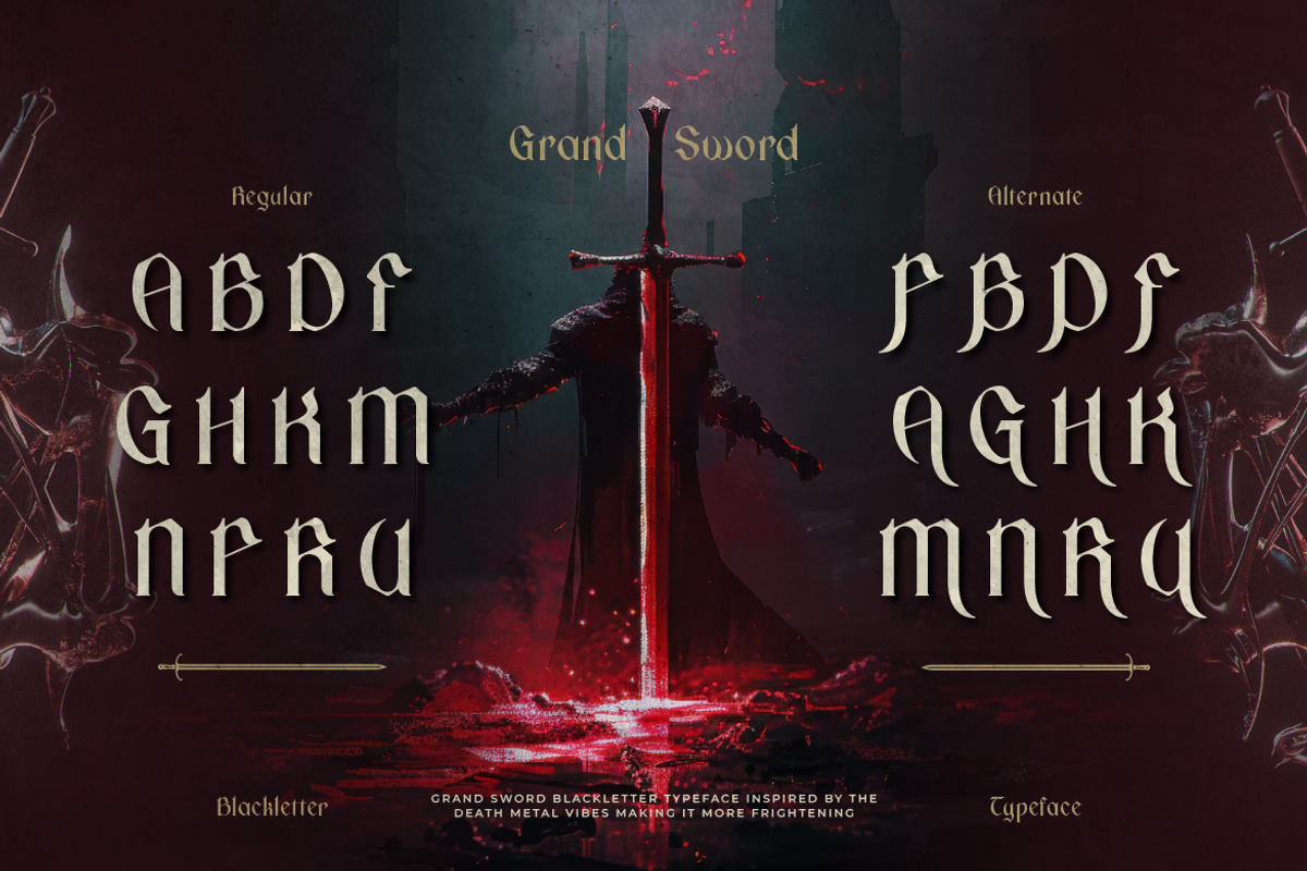 Grandsword, a Blackletter Font by Burntilldead (Photo 8 of 9)