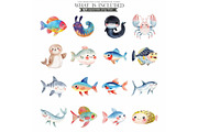 Cute Sea Animals Watercolor Clipart, an Animal Illustration by CharmClipart (Thumbnail 8 of 9)