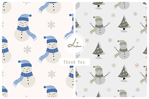 cute snowman and snowflake pattern