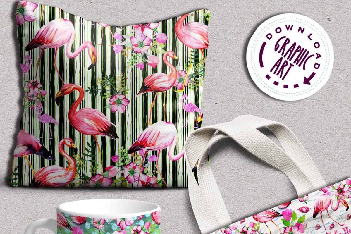 Flamingo Digital Pattern Paper Set, an Illustration by Download Graphic Art (Photo 7 of 9)