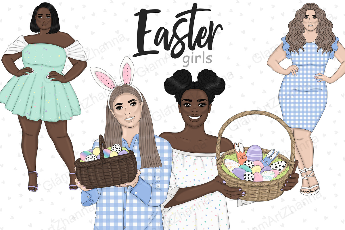 Easter Bright Girls PNG Clipart, a Person Illustration by GlamArtZhanna (Photo 1 of 5)